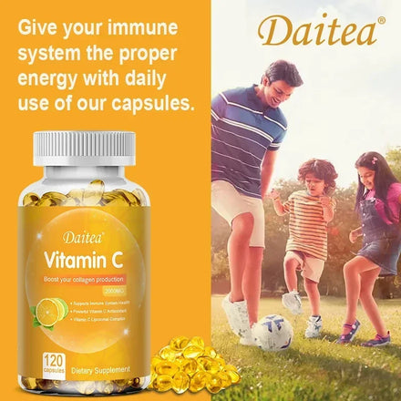 Vitamin C 2000 Mg Capsules, Nutritional Supplements - Immunity, Collagen Boosters and Antioxidants, Skin Health, Vitamin C