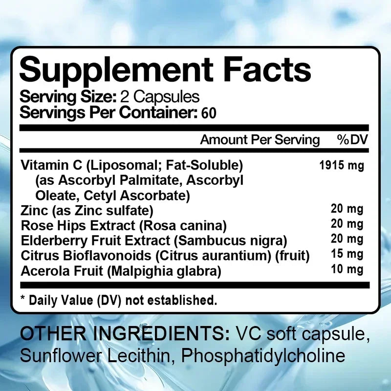 Vitamin C 2000 Mg Capsules, Nutritional Supplements - Immunity, Collagen Boosters and Antioxidants, Skin Health, Vitamin C