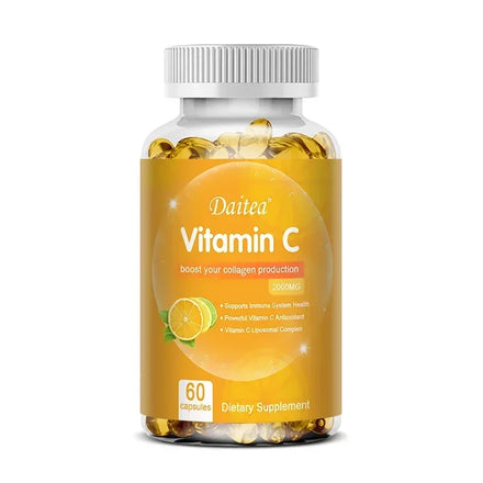 Vitamin C 2000 Mg Capsules, Nutritional Supplements - Immunity, Collagen Boosters and Antioxidants, Skin Health, Vitamin C