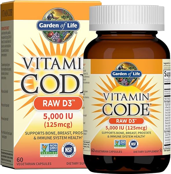 Vitamin D, Vitamin Code Raw D3, Vitamin D 5,000 IU, Raw Whole Food Vitamin D Supplements with Chlorella, Fruit, Veggies & Probiotics for Bone & Immune Health. 60 Vegetarian Capsules in Pakistan in Pakistan