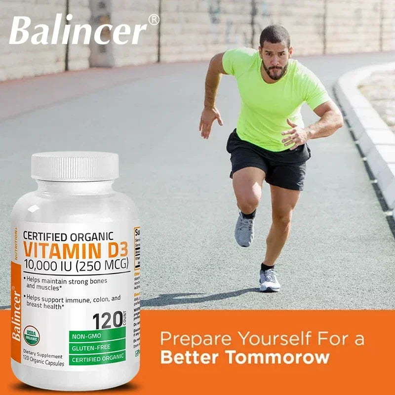Vitamin D3 10000 IU for Immune Support Healthy Muscle Function and Bone Health High Potency Organic Non-GMO Vitamin D Supplement