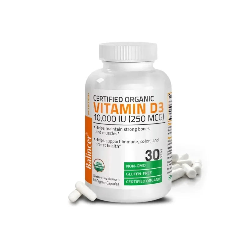 Vitamin D3 10000 IU for Immune Support Healthy Muscle Function and Bone Health High Potency Organic Non-GMO Vitamin D Supplement