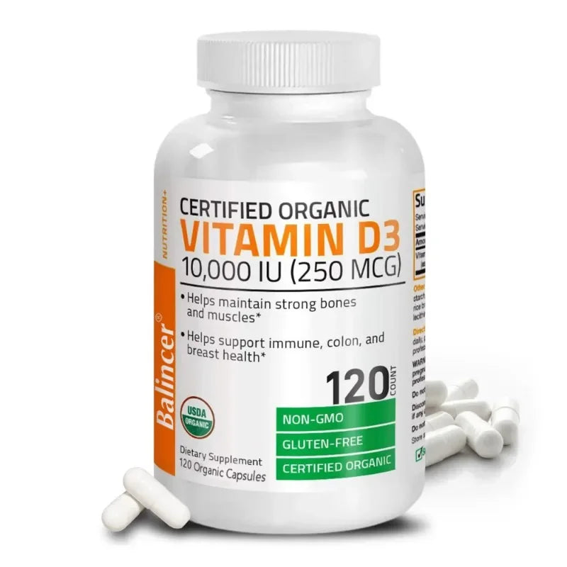 Vitamin D3 10000 IU for Immune Support Healthy Muscle Function and Bone Health High Potency Organic Non-GMO Vitamin D Supplement