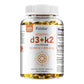 Vitamin D3 10000 IU with K2 200 Mcg, 120 Soft-Gels | 2 in 1 Immune Support, Healthy Muscle Function and Bone Health