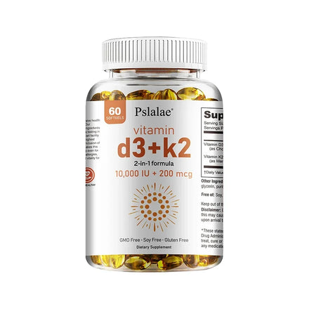 Vitamin D3 10000 IU with K2 200 Mcg, 120 Soft-Gels | 2 in 1 Immune Support, Healthy Muscle Function and Bone Health