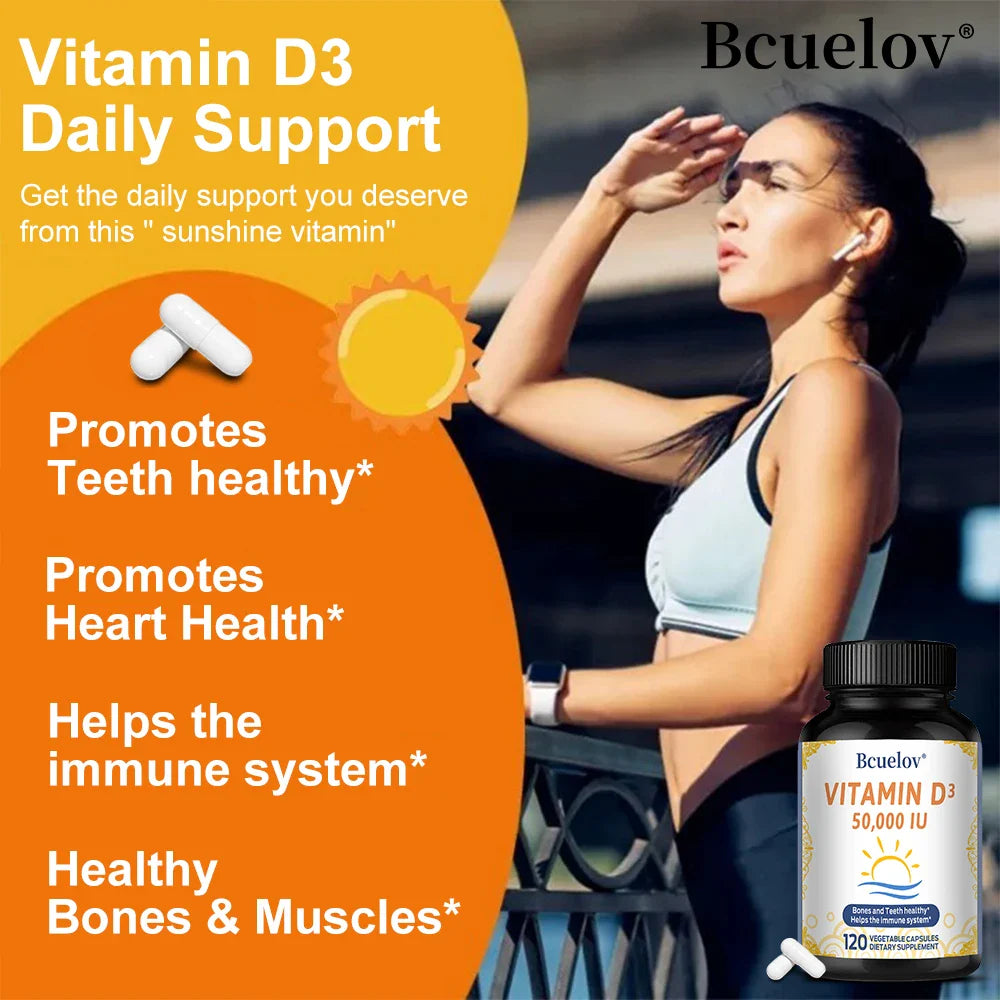 Vitamin D3 50000 IU - Bone Health & Immune Support - Non-GMO Gluten Free - Vitamin D3 Vitamin D Supplement for Men and Women