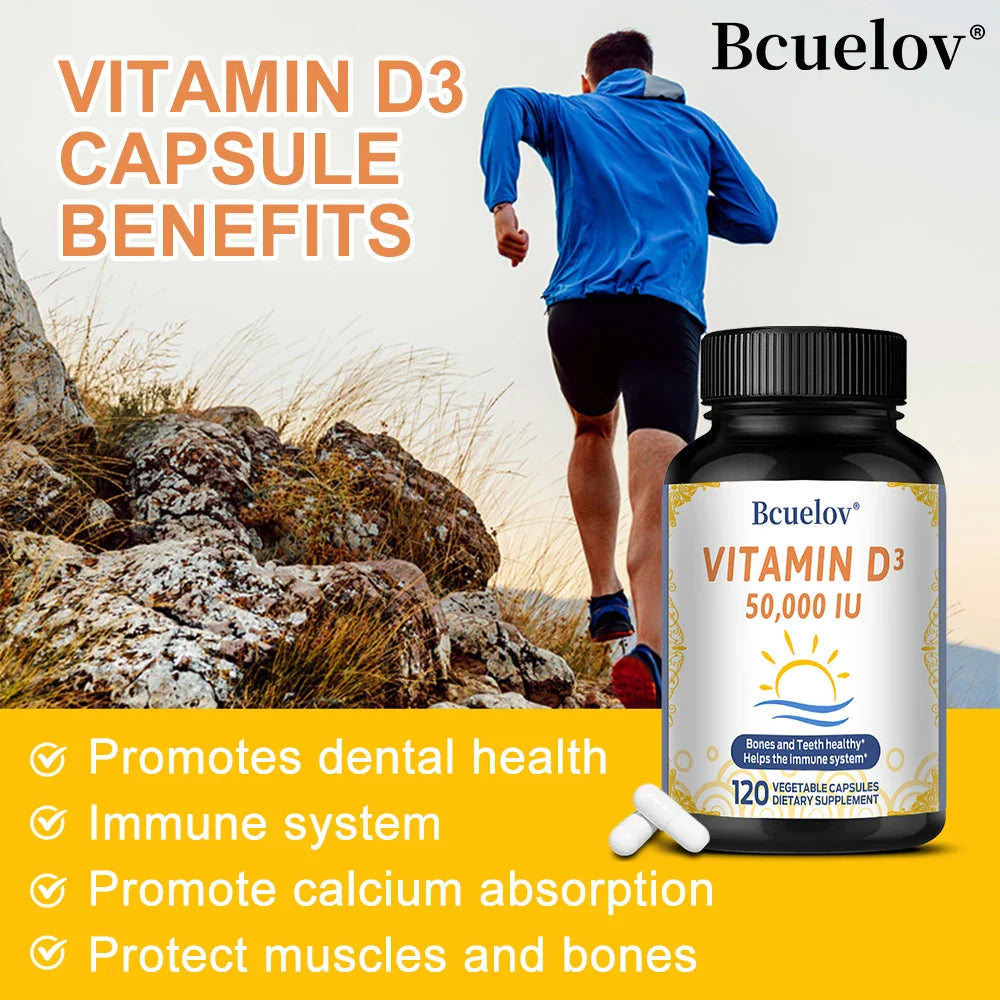 Vitamin D3 50000 IU - Bone Health & Immune Support - Non-GMO Gluten Free - Vitamin D3 Vitamin D Supplement for Men and Women