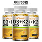 Vitamin D3 5000IU and 200 Mcg Vitamin K2 (MK-7) Capsules for Calcium Absorption, Bone Regeneration, Immune Support, Easy To Melt