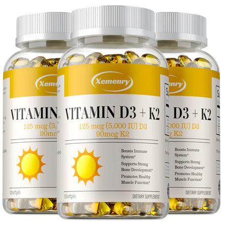Vitamin D3 + K2 - Supports Brain, Joint, Bone and Heart Health, Promotes Metabolism
