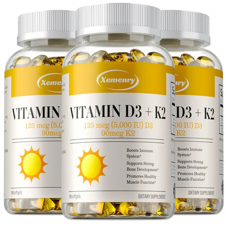 Vitamin D3 + K2 - Supports Brain, Joint, Bone and Heart Health, Promotes Metabolism