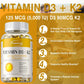 Vitamin D3 + K2 - Supports Brain, Joint, Bone and Heart Health, Promotes Metabolism