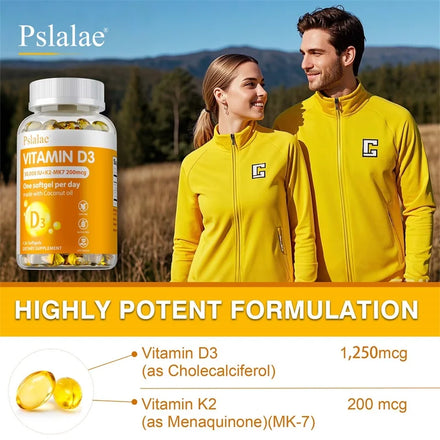 Vitamin D3 Supplement 1250mg with K2 200mcg - Immune System and Bone Health, Mood & Energy Support, Weight Management