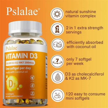 Vitamin D3 Supplement 1250mg with K2 200mcg - Immune System and Bone Health, Mood & Energy Support, Weight Management
