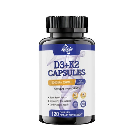 Vitamin D3+k2 5000 Iu 200 Mcg Vitamins Capsules || Non-gmo, Vegan, Nutural, Gluten-free || Supplement