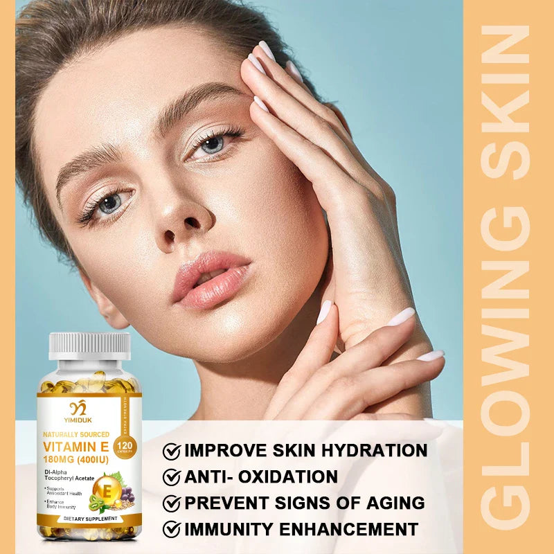 Vitamin E Capsules 180 Mg, Immune Function Support, Supports Skin - Non-GMO Dietary Supplement