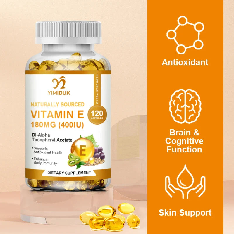 Vitamin E Capsules 180 Mg, Immune Function Support, Supports Skin - Non-GMO Dietary Supplement