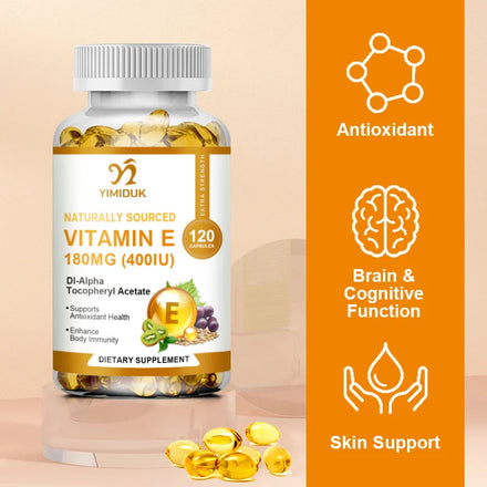 Vitamin E Capsules 180 Mg, Immune Function Support, Supports Skin - Non-GMO Dietary Supplement