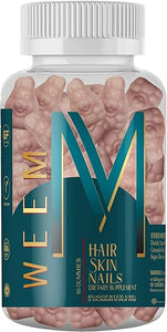 WEEM Hair Skin and Nails Gummies - Supports healthy hair - Vegan biotin Vitamins for Women & Men Supports Faster Hair Growth, Stronger Nails, Healthy Skin, Extra Strength (1) in Pakistan
