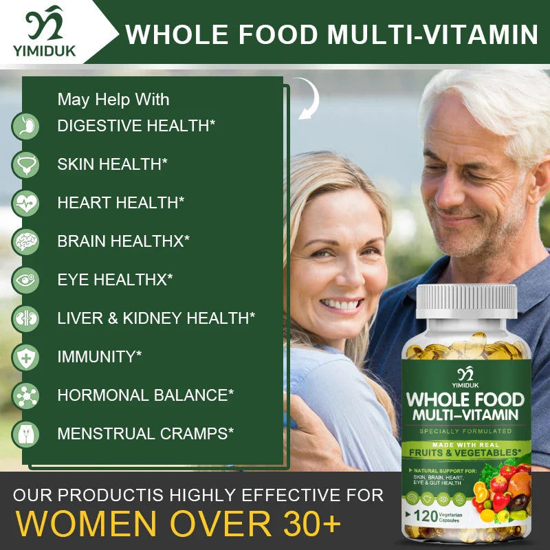 Whole Food Multivitamin Minerals Capsules Zinc & Vitamin D3K2 Improve Immunity Healthy Hair & Skin & Nails for Women