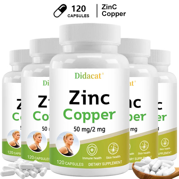Zinc and Copper Dietary Supplement, 120 Capsules, Mineral and Antioxidant Supplement, Immunity and Mood, Supports Skin Health in Pakistan in Pakistan
