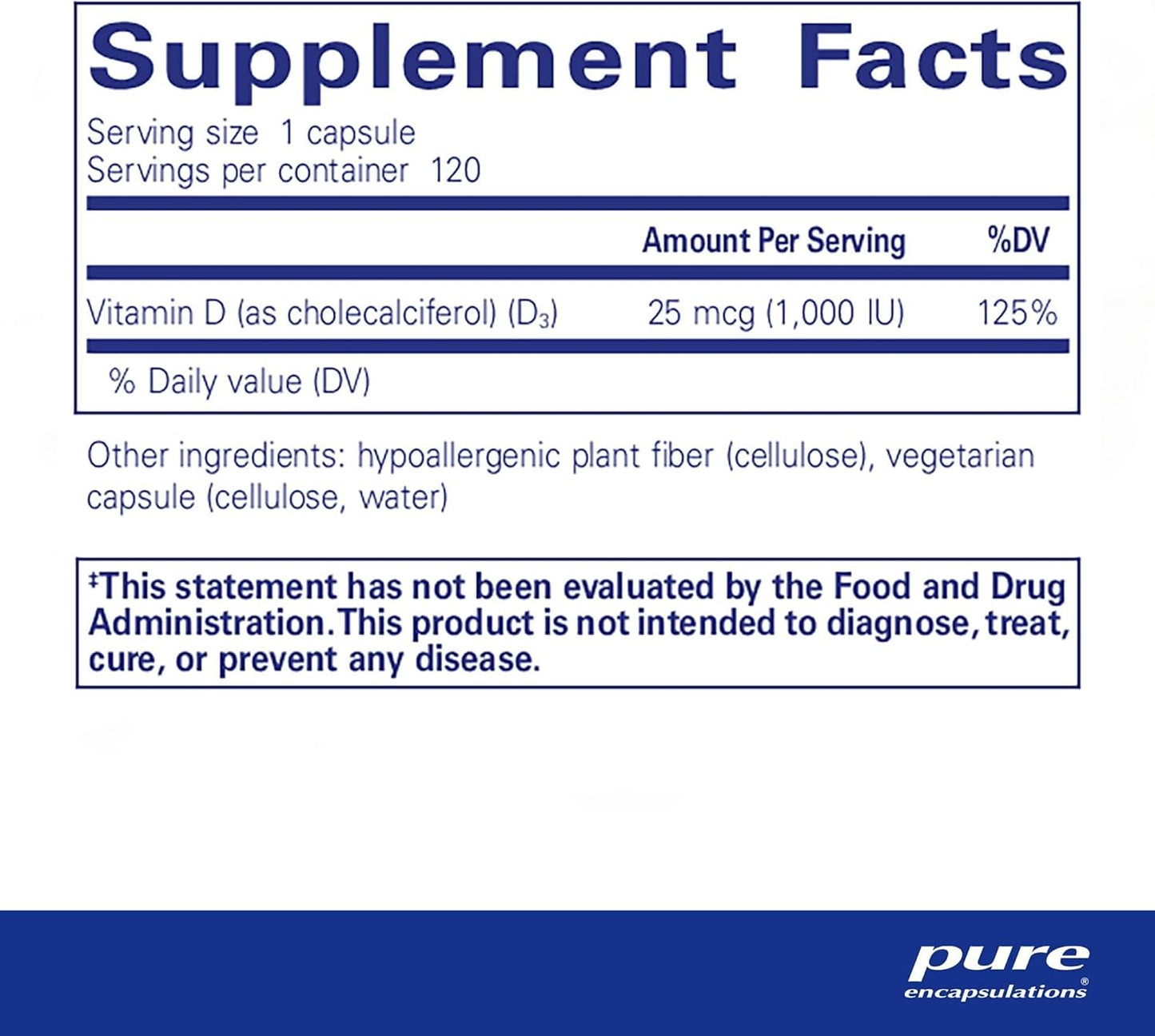 Pure Encapsulations Vitamin D3 Supplement to Support Bone, Joint, Breast in Pakistan