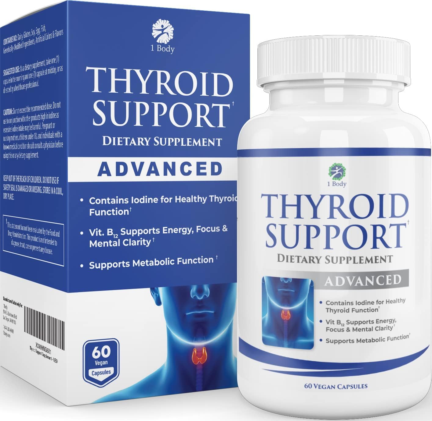1 Body Thyroid Support Supplement with Iodine