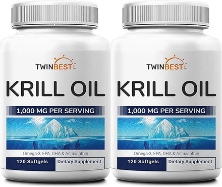 2 Pack Antarctic Krill Oil Softgels, 1000mg Per Serving, 240 Count – Rich in Omega 3 Fatty Acids, EPA, DHA, Phospholipids, and Astaxanthin – Antioxidant Supplement in Pakistan