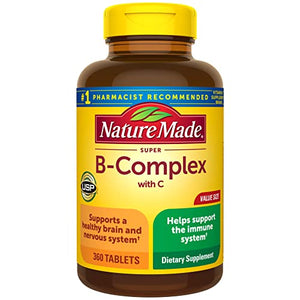 Nature Made Super B Complex with Vitamin C and Folic Acid, Dietary Supplement for Immune Support, 360 Tablets, 360 Day Supply
