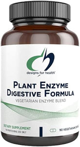 Designs for Health Plant Enzyme Digestive Formula - Vegetarian Digestive Enzymes Supplement - Gut Support with Hemicellulase, Protease + More - May Support Occasional Gas + Bloating (90 Capsules) in Pakistan