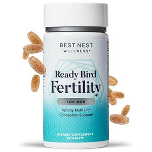 Ready Bird Men's Fertility Vitamins, 3 in 1 Supplement, Prenatal Multivitamin for Men, Methylfolate (Folic Acid), Whole Food Herbal Blend, 30 Ct. Includes Bonus Tips to Get Pregnant, value $29.95