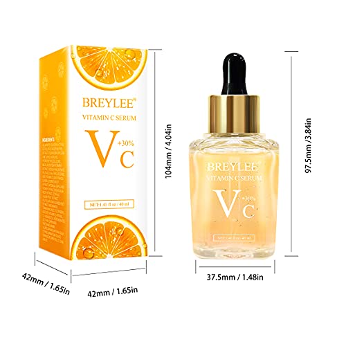 BREYLEE Vitamin C Serum for Face Brightening Skin,Dark Spot Remover,Reduce Wrinkle,Anti Aging Serum,Skin Brightening Serum