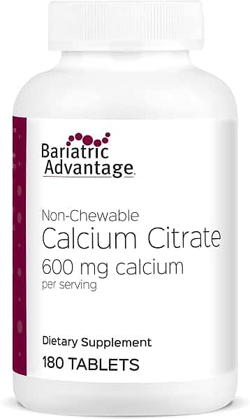 Bariatric Advantage Non Chewable Calcium Citrate for Bariatric Surgery Patients, 600 mg Calcium Per Serving with Vitamin D3 to Increase Absorption - 180 Tablets in Pakistan