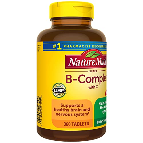 Nature Made Super B Complex with Vitamin C and Folic Acid, Dietary Supplement for Immune Support, 360 Tablets, 360 Day Supply