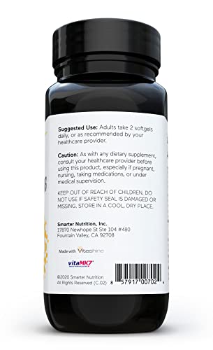 Plant-Based Vitamin D3 Immune Support with Vegan K2 Complex in a Vegetarian Softgel - Includes 5,000 IU of Vitamin D for Immunity Boost, Complete Bone Health & Arterial Protection (1 D3+K2)