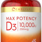 Carlyle Vitamin D 10000 IU 400 Softgels | Value Size | Max Potency | Non-GMO, Gluten Free Supplement