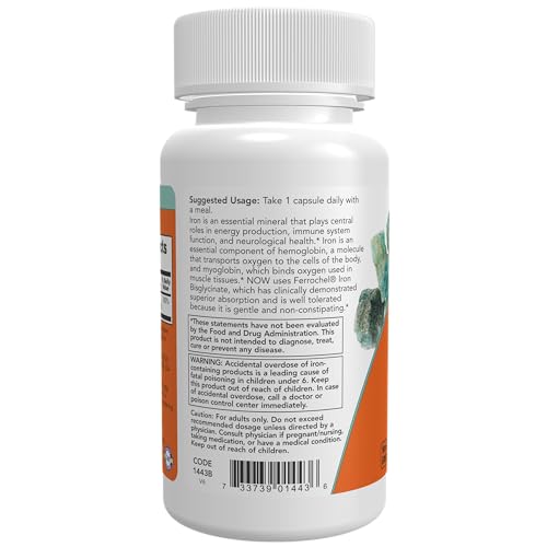 NOW Supplements, Iron 18 mg, Non-Constipating*, Essential Mineral, Supplement in Pakistan