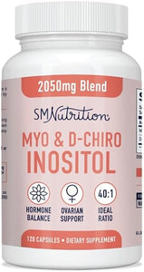 Myo-Inositol & D-Chiro Inositol | Hormone Balance for Women | Ideal 40:1 Ratio | Myo Inositol 2050mg, D Chiro 50mg | Vitamin B8 to Regulate Menstrual Cycle & Support Ovarian Health | SM Nutrition in Pakistan