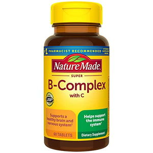 Nature Made Super B Complex with Vitamin C and Folic Acid, Dietary Supplement for Immune Support, 60 Tablets, 60 Day Supply