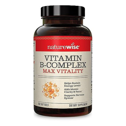 NatureWise Vitamin B-Complex for Max Energy & Mental Clarity - Supports Nervous System Health, 150 Softgels