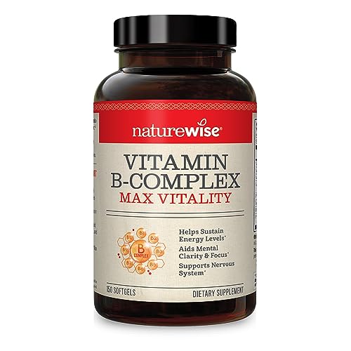 NatureWise Vitamin B-Complex for Max Energy & Mental Clarity - Supports Nervous System Health, 150 Softgels