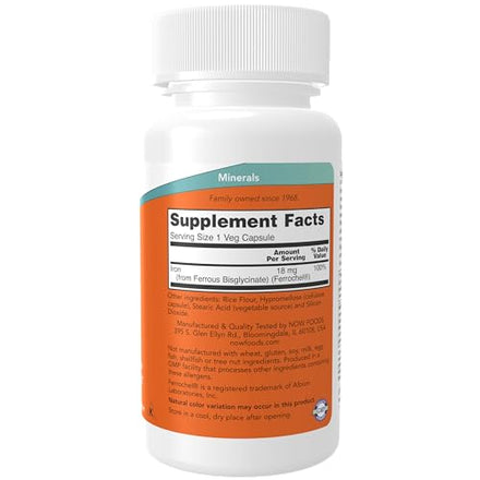 NOW Supplements, Iron 18 mg, Non-Constipating*, Essential Mineral, Supplement in Pakistan