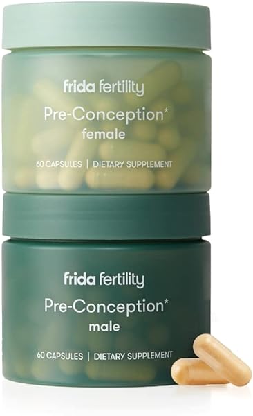 Frida Fertility Pre-Conception Supplement Set - Female & Male Daily Curated Vitamins & Minerals to Maintain & Support Egg Function & Sperm Health - 2 Bottles, 60 Capsules Each, 30 Day Supply in Pakistan