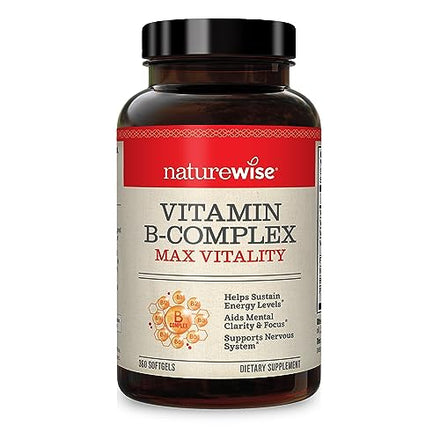 NatureWise Vitamin B-Complex for Max Vitality & Sustained Energy Support | Supports Sustained Energy Levels + Aids Mental Clarity & Focus + Promotes A Healthy Nervous System 360 Softgels