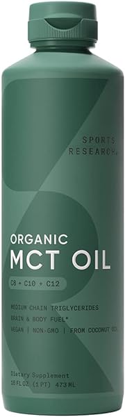 Sports Research Organic MCT Oil - Keto & Vegan MCTs C8, C10, C12 from Coconuts - Fatty Acid Brain & Body Fuel, Flavorless, Non-GMO & Gluten Free - Perfect in Coffee, Tea & Protein Shakes - 16 oz in Pakistan in Pakistan
