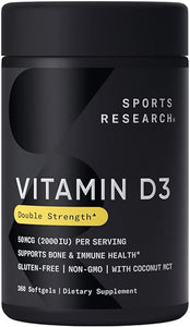 Sports Research Vitamin D3 2000 IU with Coconut MCT Oil - High Potency Vitamin D Supplement for Immune & Bone Support - Non-GMO Verified, Gluten & Soy Free – 50mcg, 360 Liquid Softgels in Pakistan