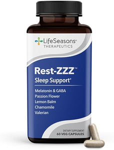 Rest-ZZZ - Powerful Sleep Support Supplement - Fall Asleep & Stay Asleep - Calms Nervous System - Naturally Ease Muscle Tension & Restlessness - Low Dose Melatonin GABA & Chamomile - 60 Capsules in Pakistan