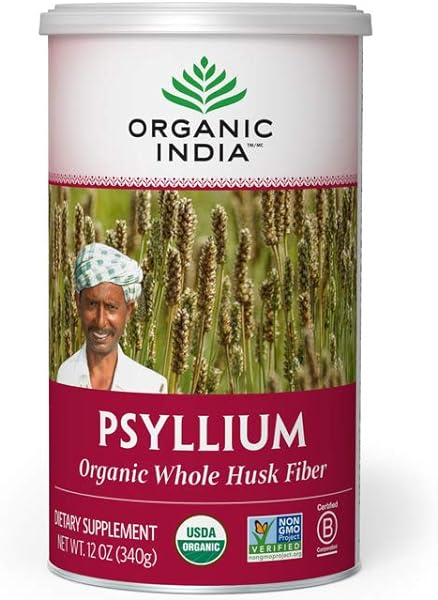 Organic India Psyllium Herbal Powder - Whole Husk Fiber, Vegan, Gluten-Free, USDA Certified Organic, Non-GMO, Soluble & Insoluble Fiber Source - 12 Oz Canister (Pack of 1) in Pakistan in Pakistan