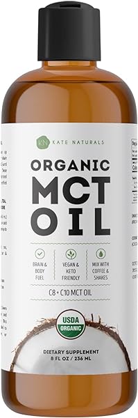 Kate Naturals MCT Oil for Coffee & Keto (8oz) USDA Certified Organic MCT Oil Liquid with only C8 & C10. Odorless Fuel for Body & Mind. No Aftertaste in Pakistan