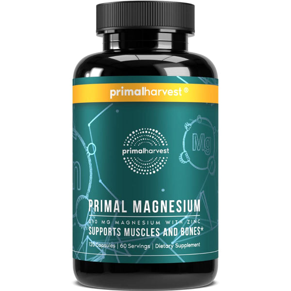 Magnesium Supplement Complex 310mg by Primal Harvest with Magnesium Glycinate, Citrate, Malate, and Zinc 120 Capsules in Pakistan