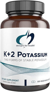 Designs for Health K+2 Potassium - 300mg Two Forms of Potassium - Potassium Bicarbonate + Glycinate Pills - Supplement Support to Help Maintain Healthy Blood Pressure Levels (120 Capsules) in Pakistan